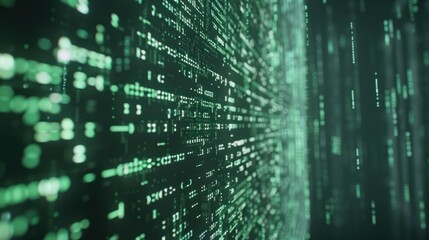 Abstract Digital Matrix with Green Binary Code