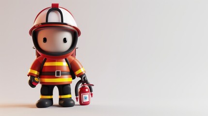 Fototapeta premium Cute Cartoon Firefighter