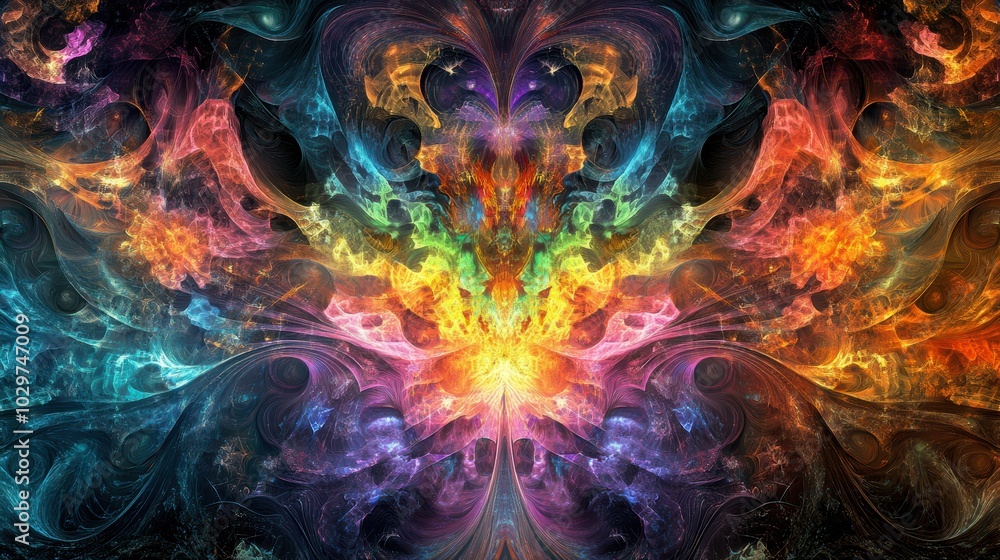 Poster a colorful abstract pattern featuring swirls and vibrant hues, ideal for art and design projects.