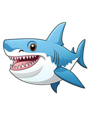 Cartoon-Hai mit großem Lächeln (KI generiert)