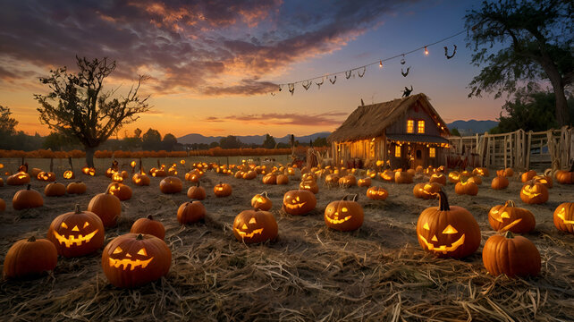 halloween pumpkin in the garden