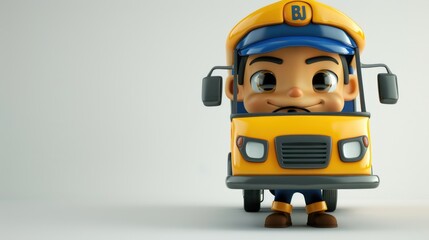 Fototapeta premium Cute Cartoon Truck Driver