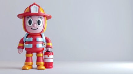 Fototapeta premium Friendly Firefighter Cartoon Character