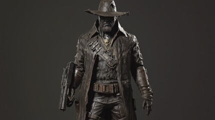 Fototapeta premium Intrepid Vampire Hunter in Post-Apocalyptic World - 3D Render Illustration with Ultra-Detailed Features