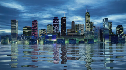 Obraz premium country skyline City Building View River Side wallpaper