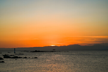 神奈川県葉山町森戸海岸からの夕日