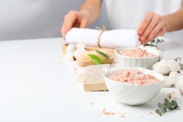 Sea salt, concept of relax, spa and self care