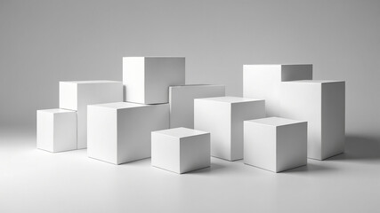 abstract 3d white boxes on a white background