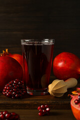 Pomegranate juice, delicious and fresh drink, tasty beverage