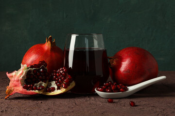 Pomegranate juice, tasty and delicious beverage, fresh drink