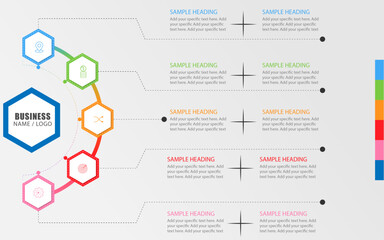 Vertical hexagon shape infographics template design