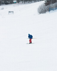 skiing in the mountains