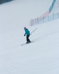 skiing in the mountains