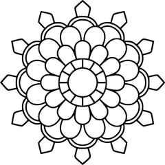 handmade floral mandala design with clean lines for coloring book, tattoo and henna design , mandala design for adults and kids coloring book