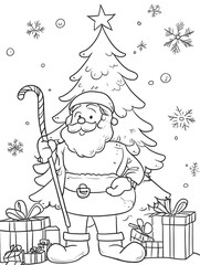 Fototapeta premium Doodle Christmas and New Year Cards - 2D Hand-drawn Illustrations on White Background