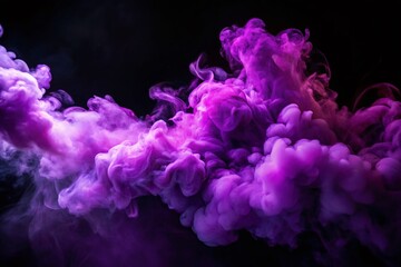 Fototapeta premium Captivating Purple Smoke with Illuminated Lights on a Black Background for Stunning Drone Photography