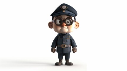 Fototapeta premium Cartoon Pilot in Uniform