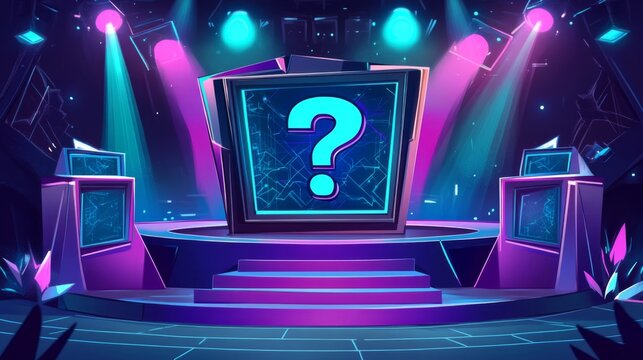 Digital illustration stage set up quiz game circular Interior