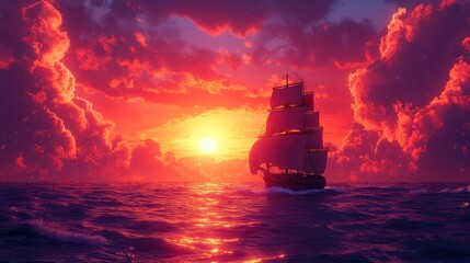 Fototapeta premium Sailing into the Sunset