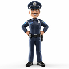 Cartoon Police Officer Illustration with Badge and Uniform | Friendly Policeman Character for Kids' Educational Content, Law Enforcement Campaigns, and Safety Materials