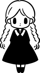 Handdrawn kawaii girl expression