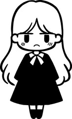 Handdrawn kawaii girl expression