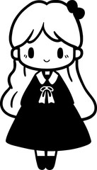 Handdrawn kawaii girl expression