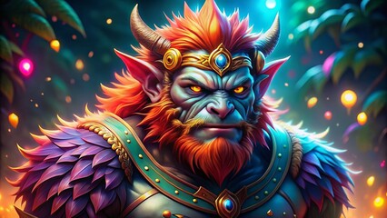 Cartoon Beast Man Character for Fantasy RTS Game with Bokeh Effect