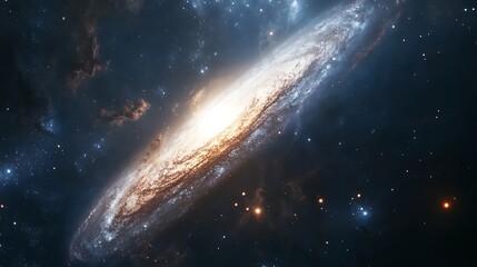 Fototapeta premium A bright mysterious dark matter halo around a galaxy.