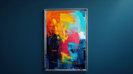 Abstract Painting on a Blue Wall