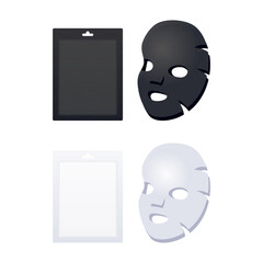 Black and white facial sheet masks with packaging mockup