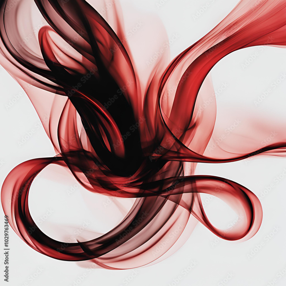 Aufkleber a dynamic abstract design of swirling red and black smoke-like patterns on a light background, evoki