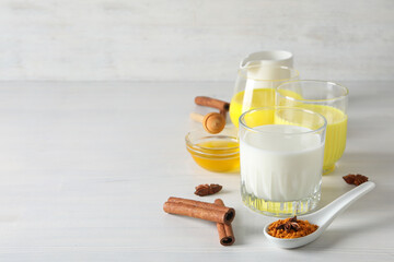 Moon or turmeric milk, concept of tasty drink