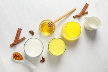 Moon or turmeric milk, concept of tasty drink