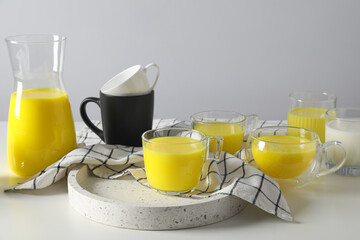Moon or turmeric milk, concept of tasty drink