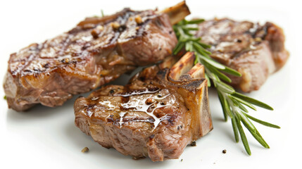 Delicious grilled lamb chops garnished with fresh rosemary, showcasing mouthwatering presentation. Perfect for gourmet meal or special occasion