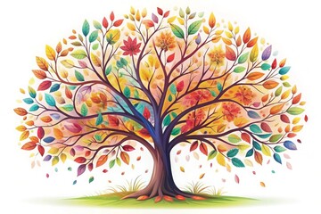 Abstract tree landscape background with rainbow colors