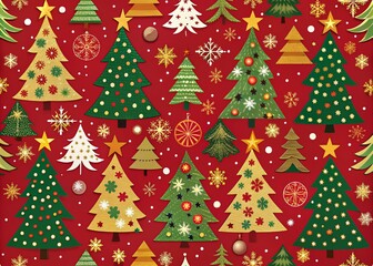 Obraz premium Christmas Tree Seamless Pattern for Festive Backgrounds and Decorations