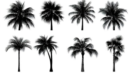 Palm Tree Silhouette Illustration on White Background, Simple and Elegant Tropical Design