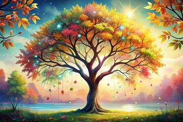 Beautiful Colorful Tree Wallpaper Background