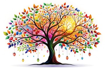 Beautiful Colorful Tree Wallpaper Background