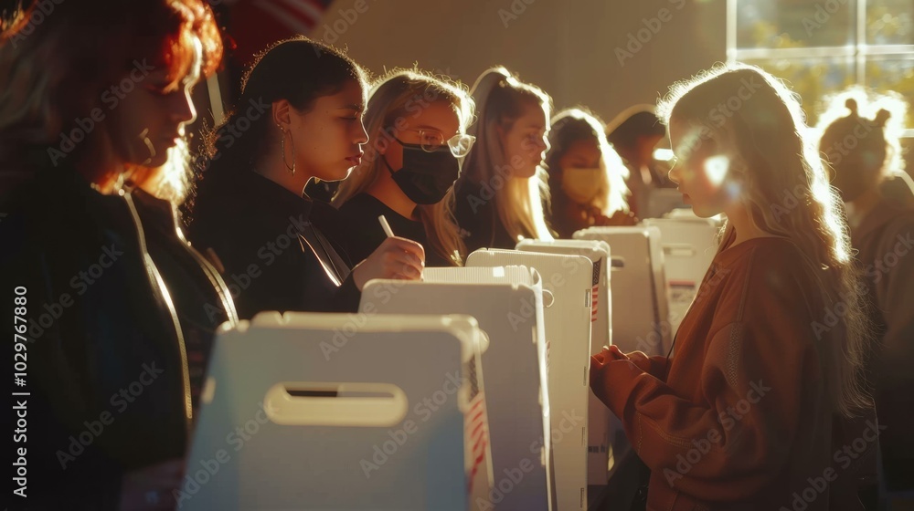 Canvas Prints People standing in line. AI.