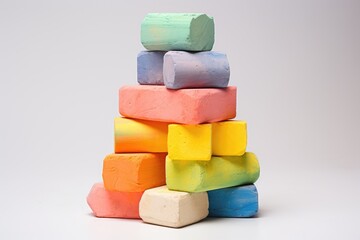 Colorful Chalk Stack on White Background