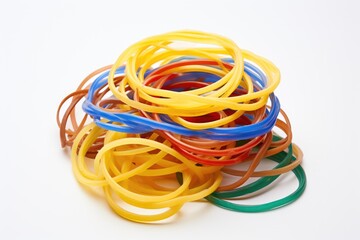 Naklejka premium Colorful Rubber Bands on White Background