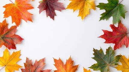 Fototapeta premium Autumn Leaves Frame on White Background