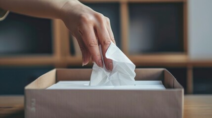 Fototapeta premium Hand Reaching for Tissue