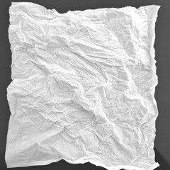 Used tissue paper with blank crumpled surface condition isolated on black background.