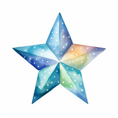 Vibrant Watercolor Star Illustration with Polka Dots for Creative Projects and Holiday Decorations
