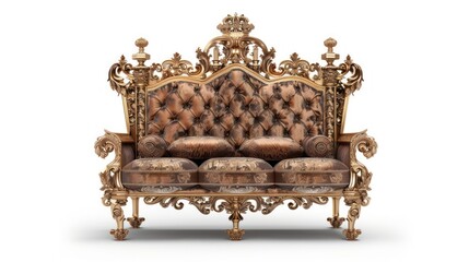 Ornate Gold and Brown Sofa