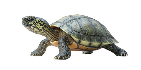 Naklejka premium 2D animated turtle isolated transparent png
